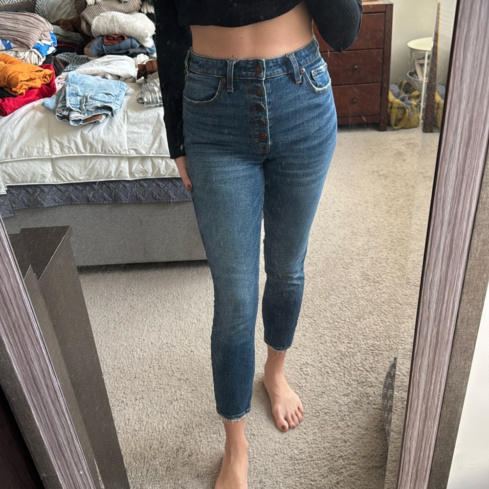 A&F high rise slim denim